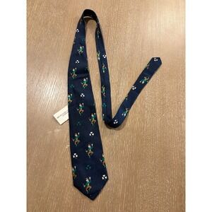 Vintage Cape Cod Leprechaun Shamrock St Patricks Day Silk Tie Navy Blue NWT USA